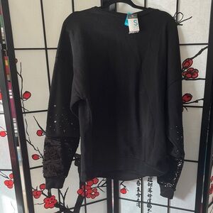 NWT Black Sweatshirt with Sequin Accents
